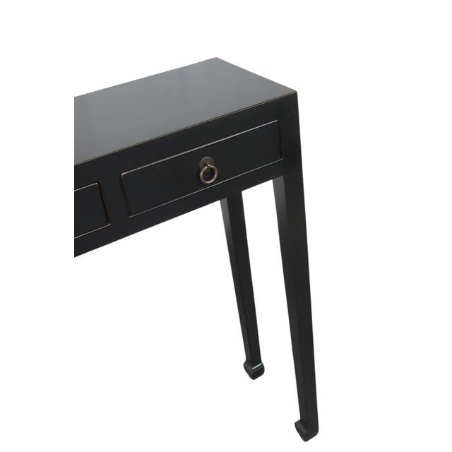 Wood Black Vintage Chinese 37" Long 3-Drawer Console Table For Sale - Image 7 of 9