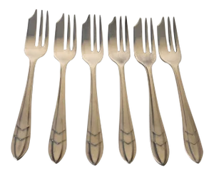 Midcentury Sheffield Silver Plate Dessert Forks S/6
