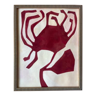 2025 "Stella Di Natale" Abstract Botanical Painting on Paper by Artist r.k. Red For Sale