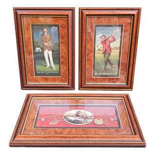 Wooden Triptych Golf-Themed Images, England, 1980s, Set of 3 For Sale