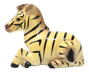 Vintage Hand-Painted Ceramic Zebra Figure