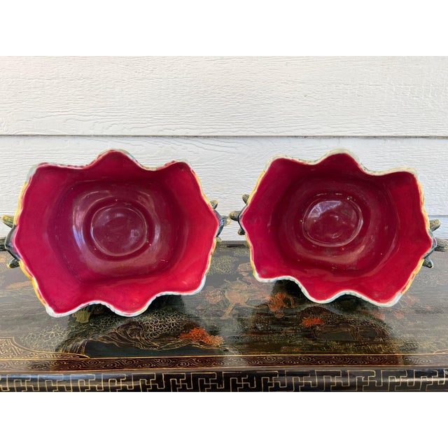 Pair Antique French Majolica Jardinières Insect Musician Cache Pot Planter C1880 For Sale - Image 15 of 18