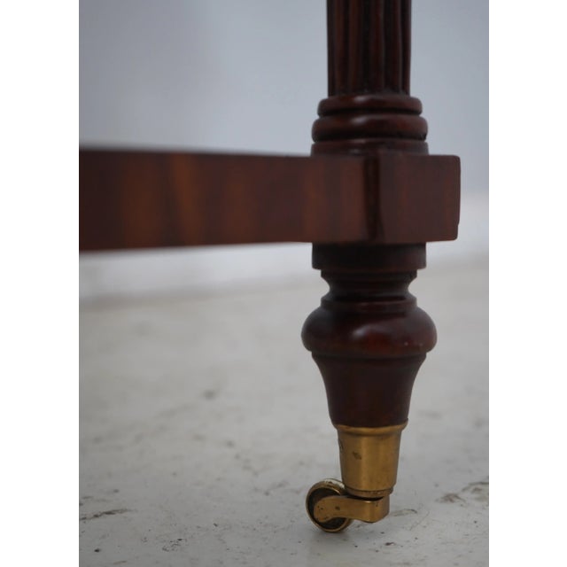 Brown Maitland Smith Inlaid Cylinder Top Bar Trolley Server For Sale - Image 8 of 12