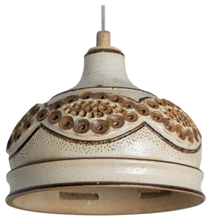 Danish Brown Beige Ceramic Pendant, 1970
