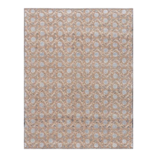 Rug & Kilim’s Modern Block Print Rug in Brown and Blue with Floral Patterns - 4x6 For Sale
