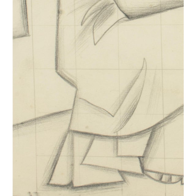 Cubist Woman Study Black Pencil Drawing by Wouyart, Circa 1930 For Sale - Image 16 of 16