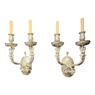 1900 Caldwell Silver Plated Sconces With Mermaid Arms 2 Lights For Sale