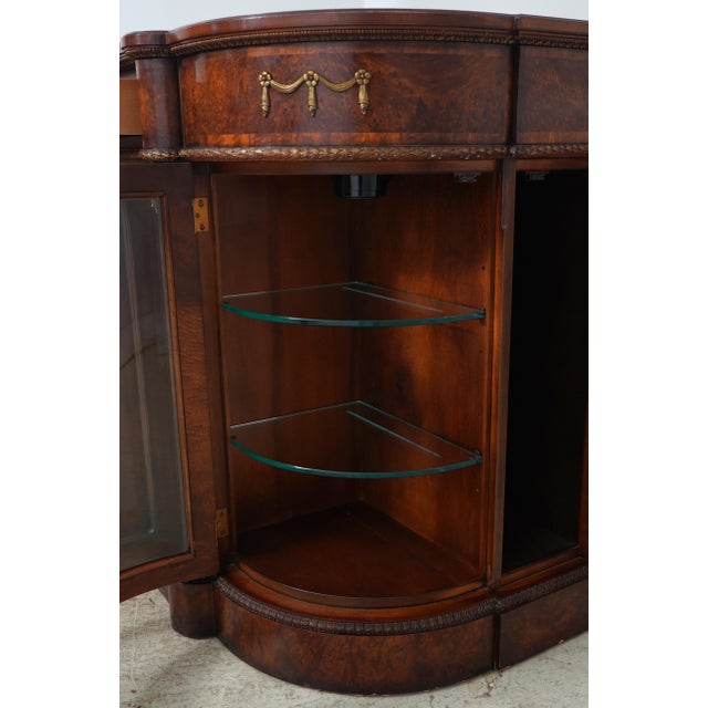 Henredon Henredon Burl Walnut Curio Cabinet Banded Server For Sale - Image 4 of 18