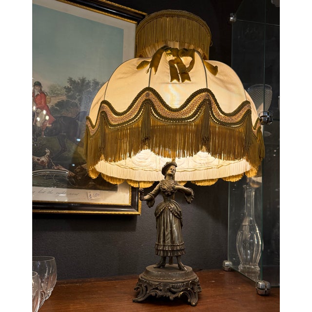 Bedside Lamp in Spelter, 1950s For Sale - Image 4 of 6