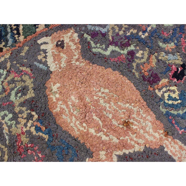 American Hooked Rug With a Golden Retriever With Different Type of Birds For Sale - Image 4 of 11