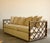 Hollywood Regency Vintage Rattan Trellis Lattice Sofa in the Style of McGuire With Casters, Wrapped Joints, and Ivory Upholstery, 1970s For Sale - Image 3 of 9