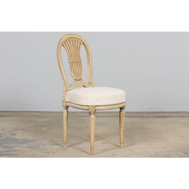 Antique French Louis XVI Style Lyre Back Painted Dining Chairs - Set of 6 For Sale - Image 11 of 18