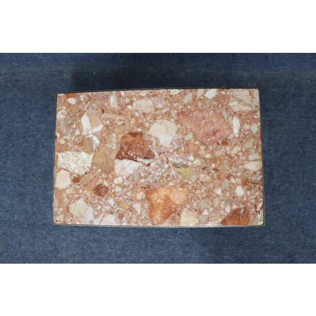 Mid 20th Century Neoclassical Italian Brass & Marble Side Table For Sale - Image 5 of 8