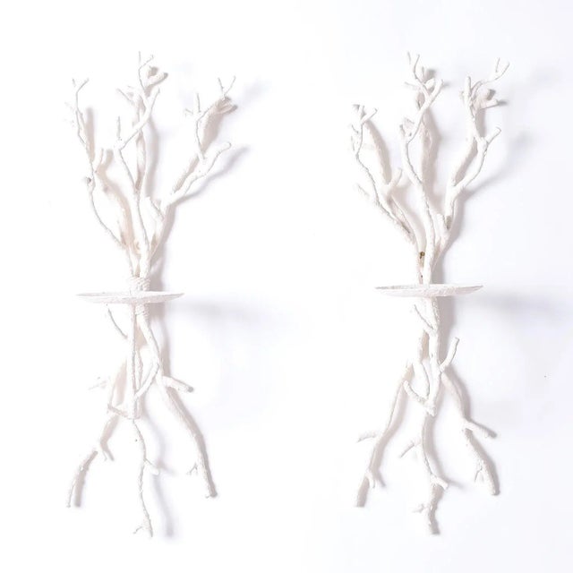 Pair of Faux Coral Metal Wall Sconces For Sale - Image 9 of 9