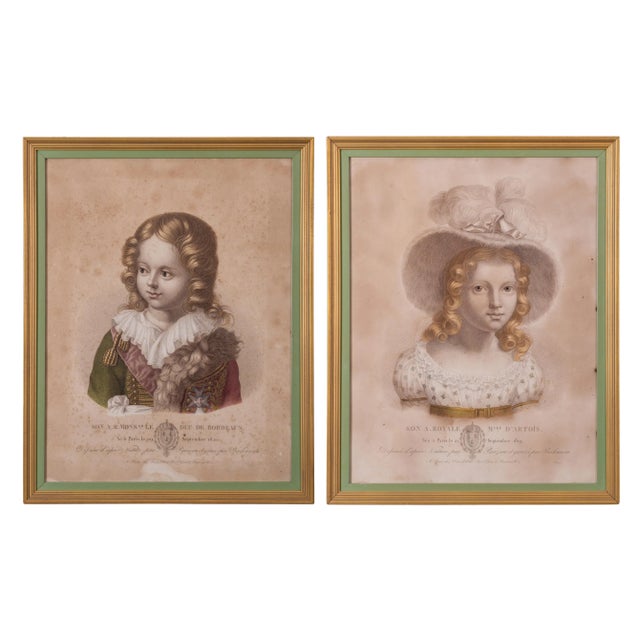 Green Prince Henri, Count of Chambord and Princess Louise D’Artois Engravings, C.1825 For Sale - Image 8 of 8