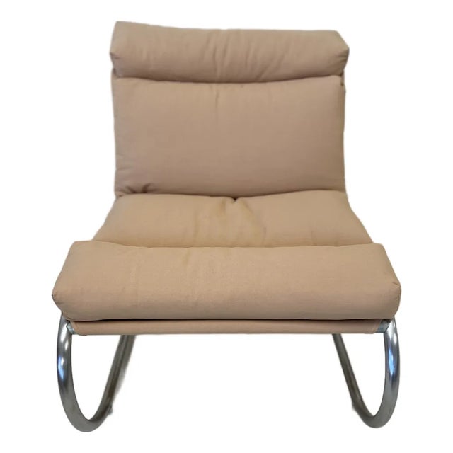 1960s Unmarked Mies Van Der Rohe Knoll Executive Lounge Chair (Reupholstered Fabric) For Sale