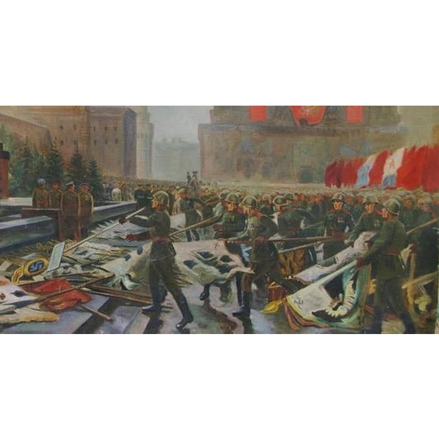1960s Soviet Parade Oil Painting, Original Socialist Realism Art, 1960s 154-290 For Sale - Image 5 of 6