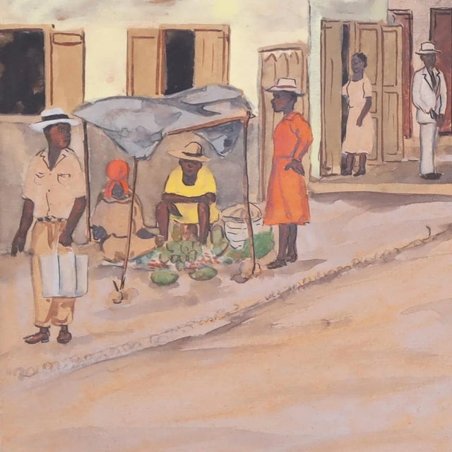 Camel Two Vintage Haitian Watercolors on Paper by D. Duclair For Sale - Image 8 of 10