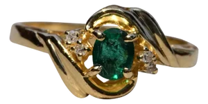 The Lenwood: Natural Brazilian Emerald and Diamond Ring in Yellow Gold