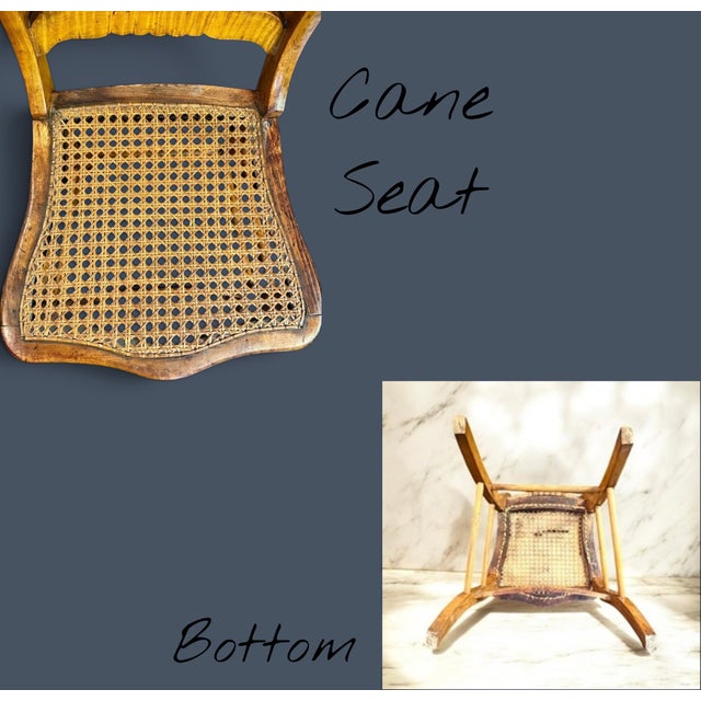Brown Antique Birdseye Tiger Maple Cane Seat Chair-Federal Style-Accent-Side-Furniture For Sale - Image 8 of 11