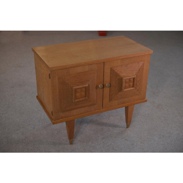 Mid-Century Modern Brutalist Bedside Table in Oak and Oak Veneer, 1960s For Sale - Image 3 of 14