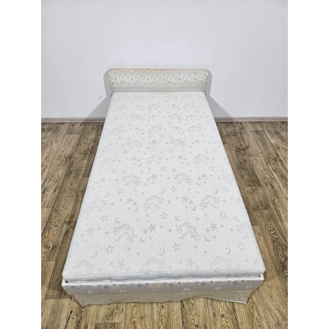 Vintage Single Upholstered Bed with Mattress and Frame, 1960s For Sale - Image 3 of 13