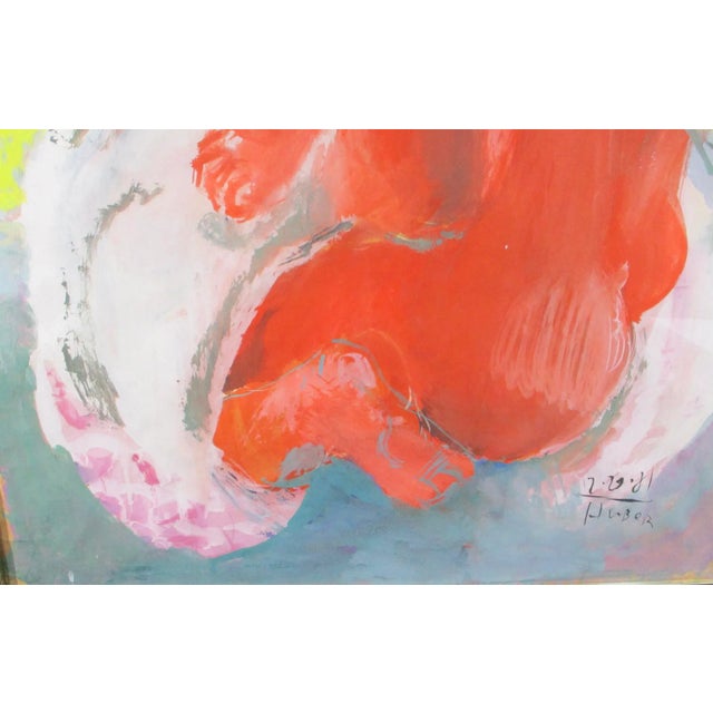 1981 Fauvist Style Figurative Male Nude Watercolor Paintings, Framed - a Pair For Sale - Image 4 of 12