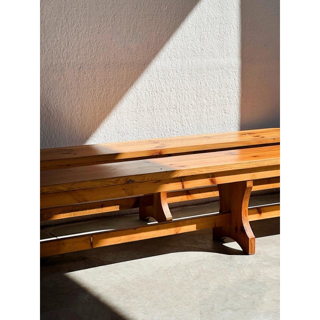 Set of Vintage Wooden Benches, 1970s For Sale - Image 4 of 9
