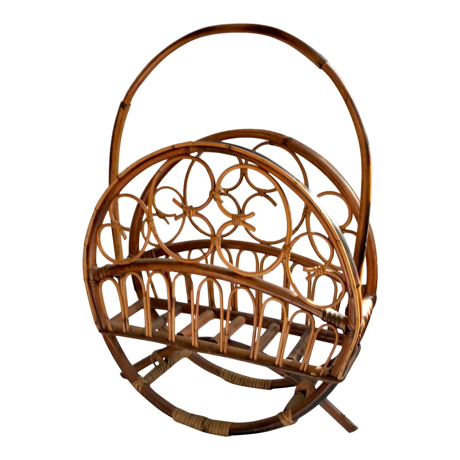 Vintage Bent Rattan Magazine Rack | Chairish