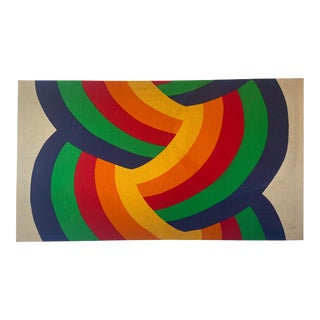 1977 Mid-Century Finlayson Rainbow Braid Stretched Canvas Wall Art For Sale