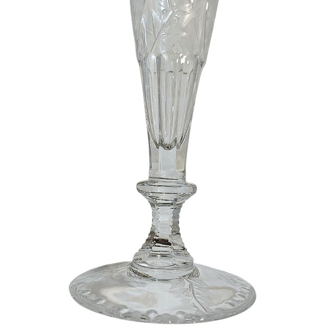 Glass William Yeoward Fern Hand-Cut Crystal Champagne Flute – As New For Sale - Image 7 of 12