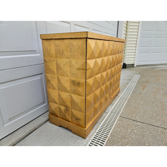 Baker Furniture Company Baker Furniture Barbara Barry Diamond Gold Leaf Cabinet Credenza For Sale - Image 4 of 15