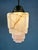 Beautiful Art Deco skyscraper. Rose opaline with amber flames. Brass fixture. Copper/porcelain E27 socket. Rewired. Globe...