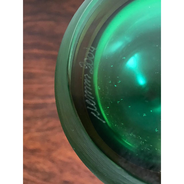 Green Italian Murano Glass Incisi Bottle from Venini, 2004 For Sale - Image 8 of 9