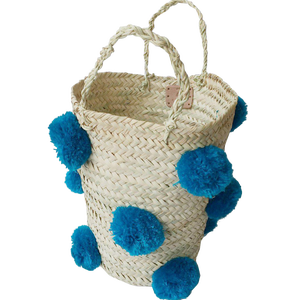 Moroccan Turquoise Pompom Basket