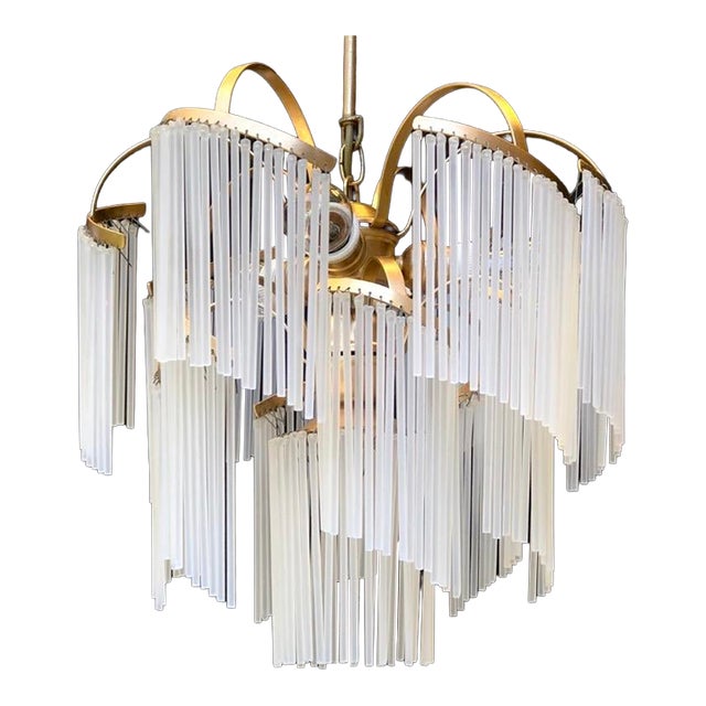 1980s Italian Murano White Milk Glass Waterfall Chandelier For Sale