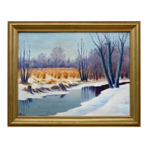 The Winter Pond Mid Century Landscape by h.a. Brown