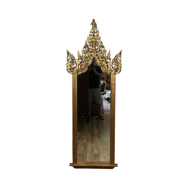 Antique Giltwood Burmese Shrine Mirror, Circa 19th Century For Sale - Image 10 of 12