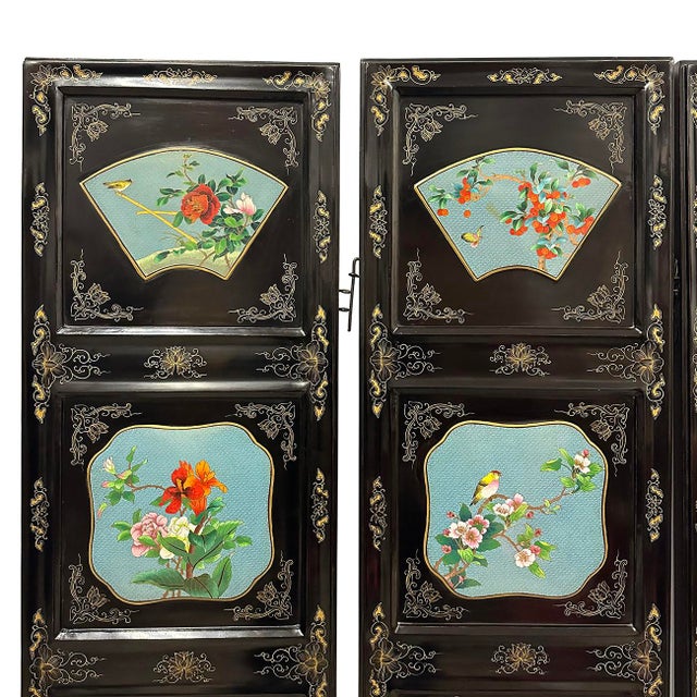 Chinese Early 20th Century Chinese Folding Screen/Room Divider With Cloisonne Panels For Sale - Image 3 of 18
