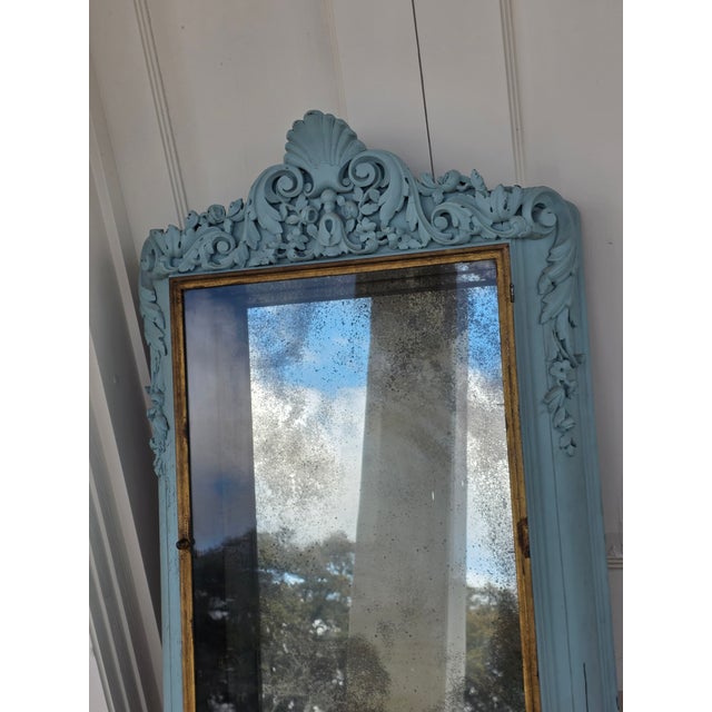 Rococo Painted Mirror Back Hanging Wall Vitrine Display Cabinet For Sale - Image 3 of 18