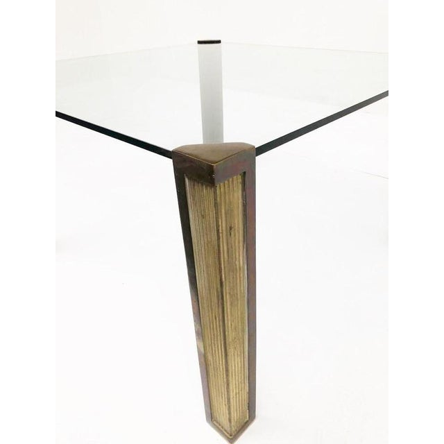 Brutalist Bronze T14 Dining Table attributed to Peter Ghyczy, 1970s For Sale - Image 3 of 8