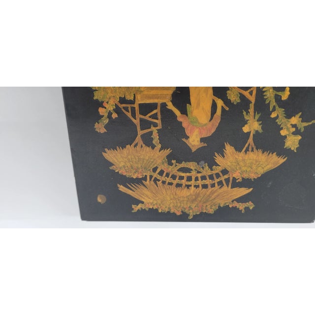 Wood 1920s Vintage Black Asian Box For Sale - Image 7 of 8