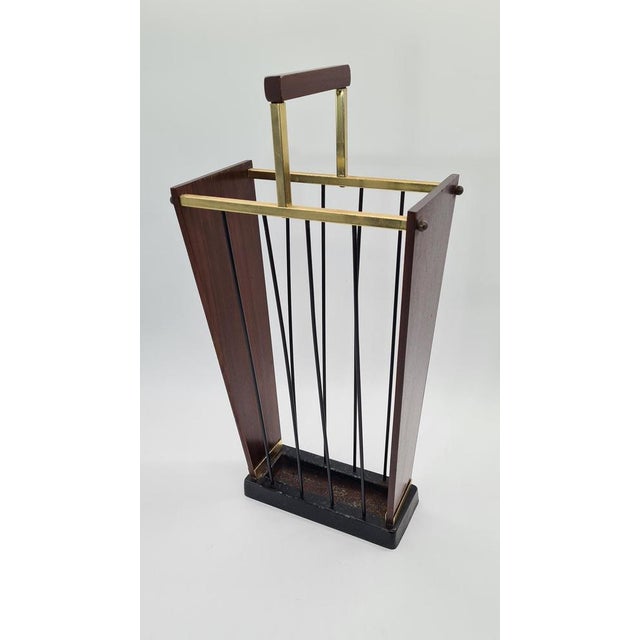 Wood Vintage German Umbrella Stand in Dark Wood, 1960s For Sale - Image 7 of 11