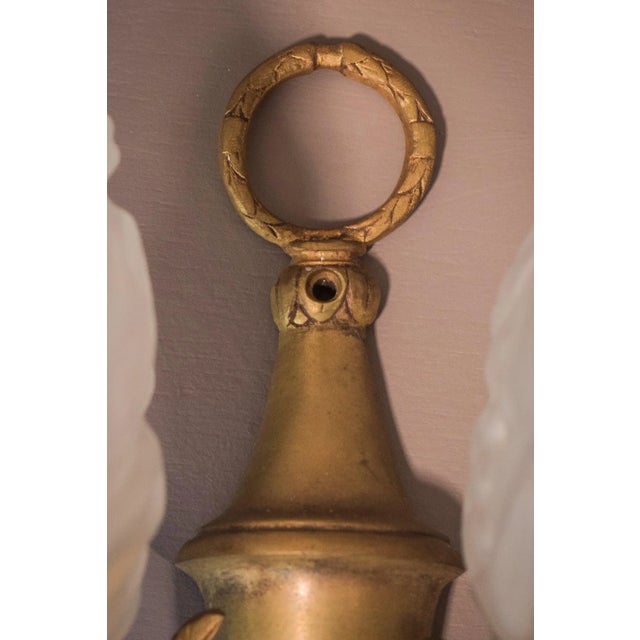 Gold Classical Glass Wall Lamps with Angels, Set of 2 For Sale - Image 8 of 18