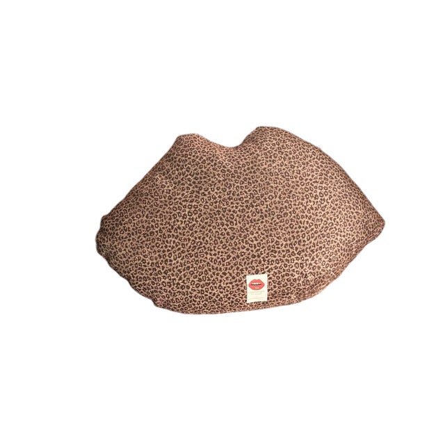 Textile Velvet "Embrasse Moi" Lips 24" Feather Down Sculpted Pillow, Original Design Custom Made For Sale - Image 7 of 8