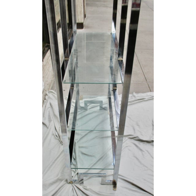 Chrome and Steel Etegere With 6 Glass Shelves For Sale - Image 9 of 17