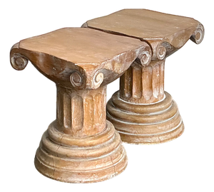 Vintage Corinthian Column Pedestal Low Stools - A Pair