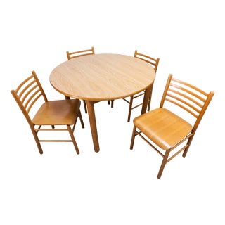 Danish Convertible Round Table and Matching Chairs, 1980, Set of 5 For Sale