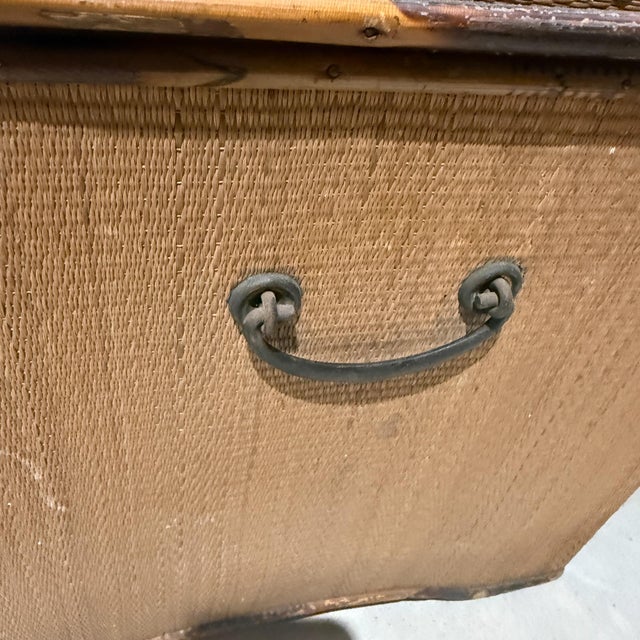 Vintage Woven Rattan or Wicker Storage Trunk Blanket Chest Mid Century For Sale - Image 4 of 15