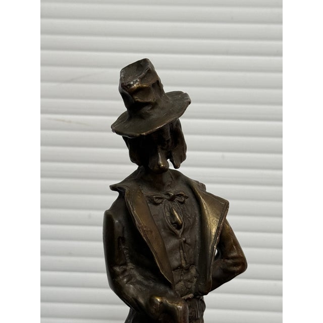 Victorian Bronze Poodle Gentleman Sculpture on Marble Base For Sale - Image 9 of 12